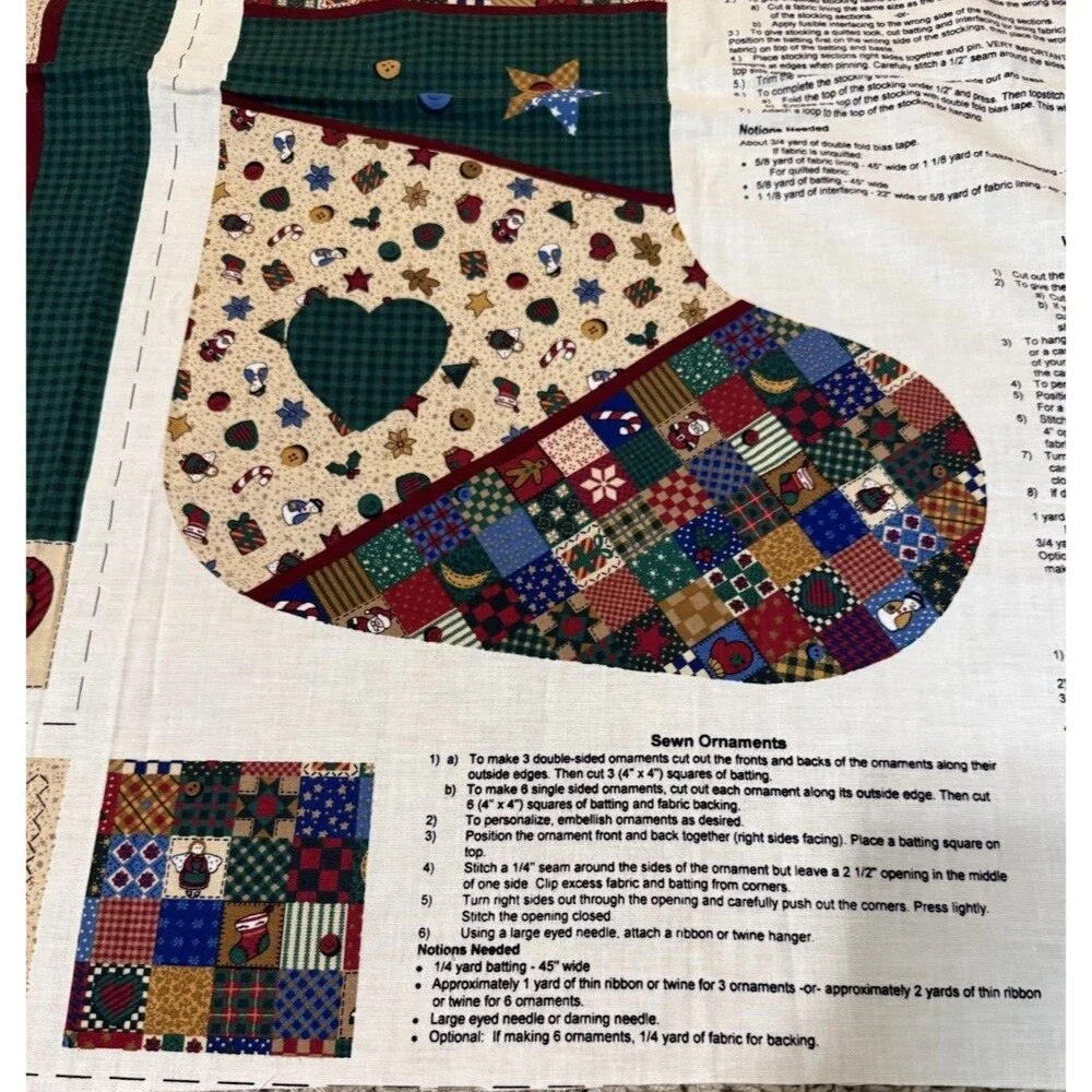 Cranston Homespun Holidays Christmas Cut Sew Fabric Panel Stockings Quilt